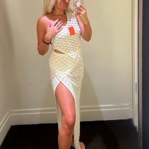 White crochet matching set